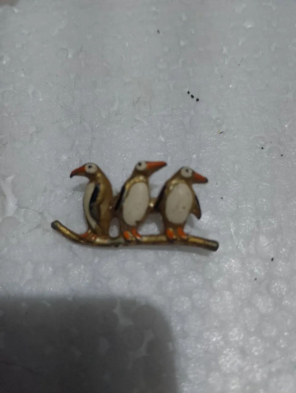Broche três pinguins ( prata de lei)