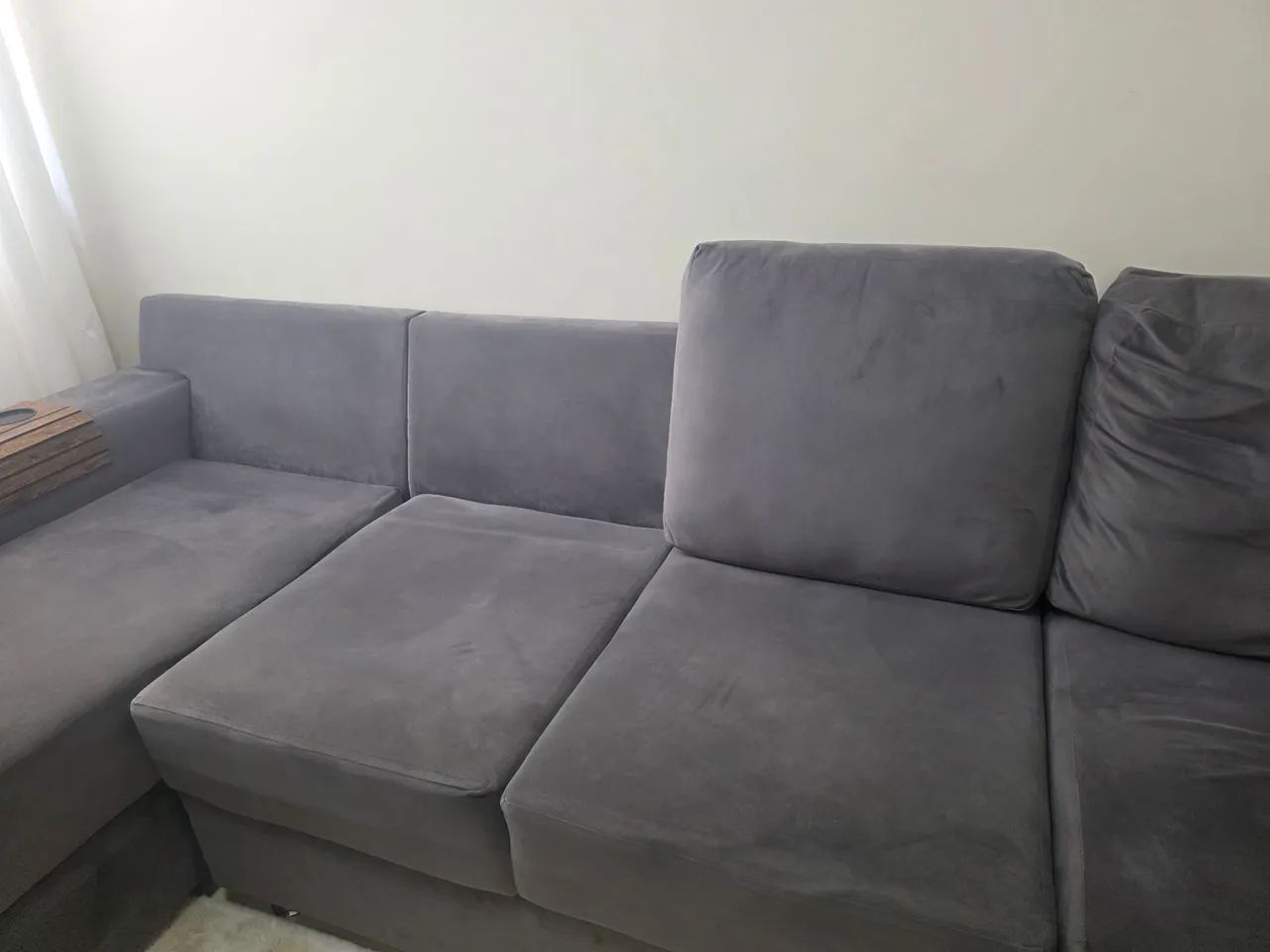 Sofá de Canto com Chaise Cinza (2,84m) - Super Confortável e Espaçoso! - Foto 3