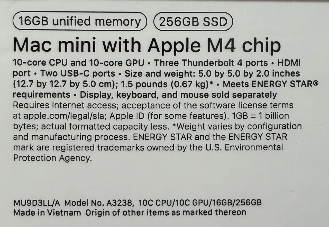 Mac mini m4 16gb / 256gb novo lacrado LOJA FÍSICA 1 ano de