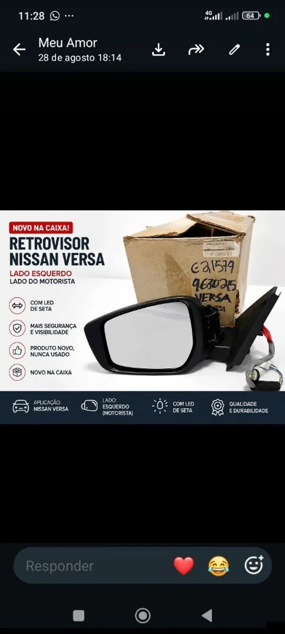 retrovisor do Versa lando esperando com centa no retrovisor  - Foto 2