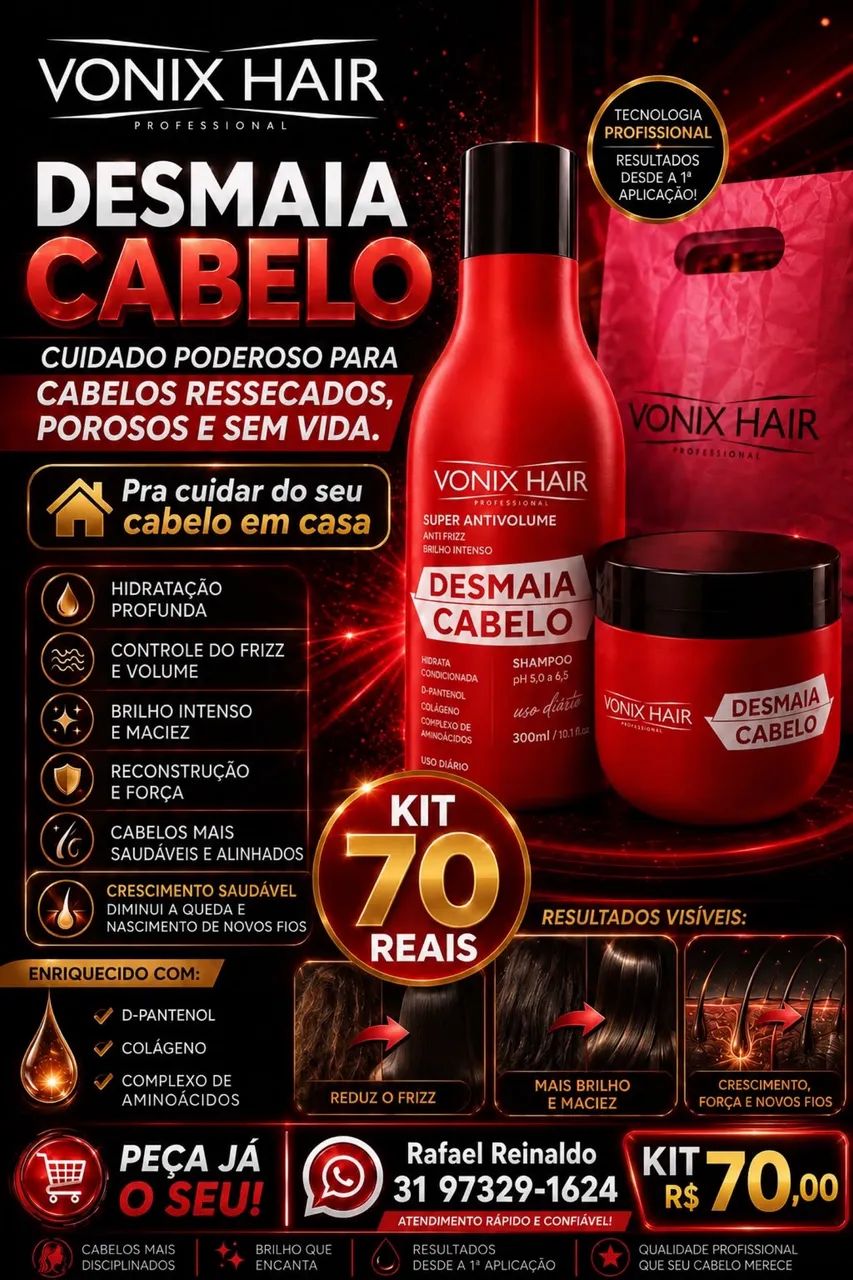 Kit profissional reconstrução e hidratação capilar