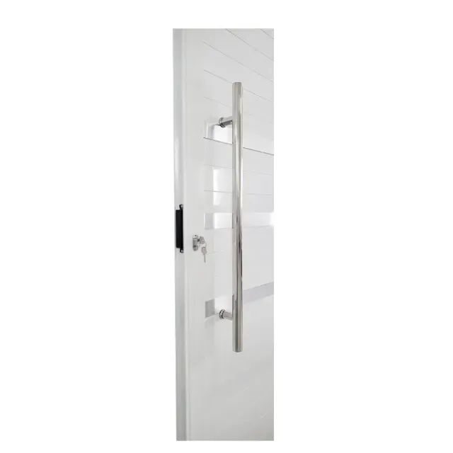 Porta Pivotante de Alumínio 210 X 120cm com Puxador e Friso Veneza Branco (NOVA) - Foto 2