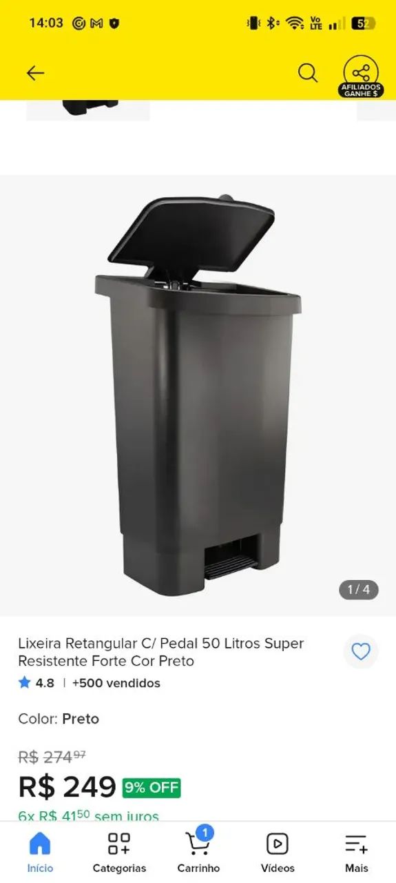 Lixeira 50 litros nova 
