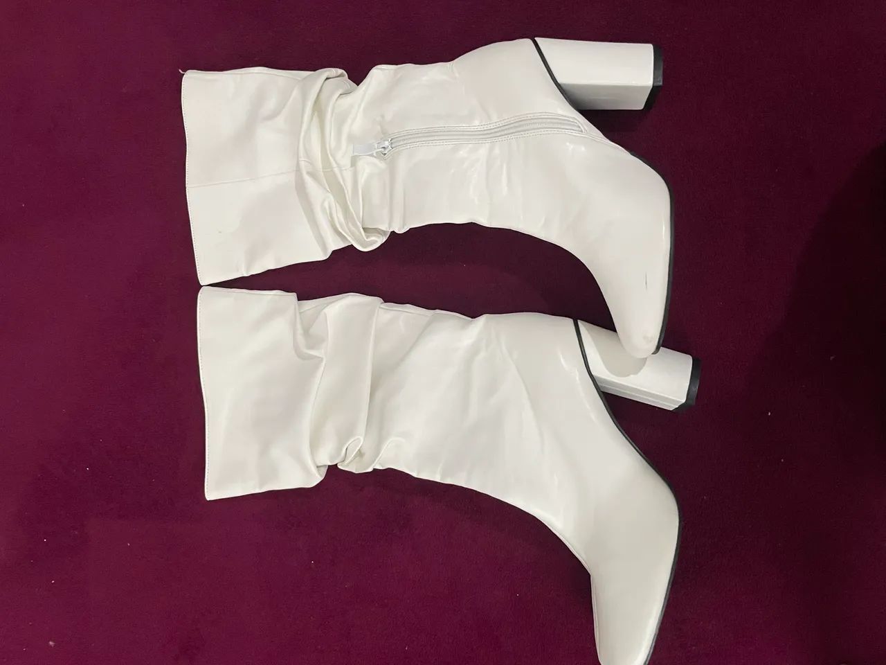 Bota de couro branco- Usada apenas 1 vez!!!