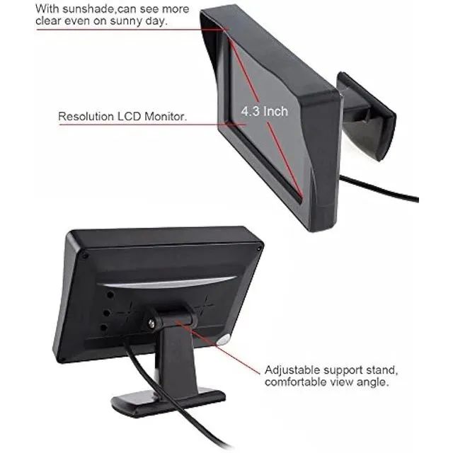 Monitor 4,3" LCD Alta Definição, com cabo RCA  - Foto 5