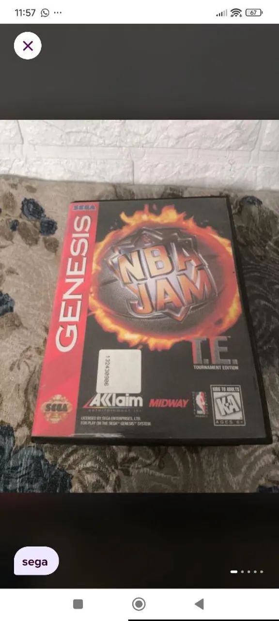 Jogo Mega drive NBA JAM 