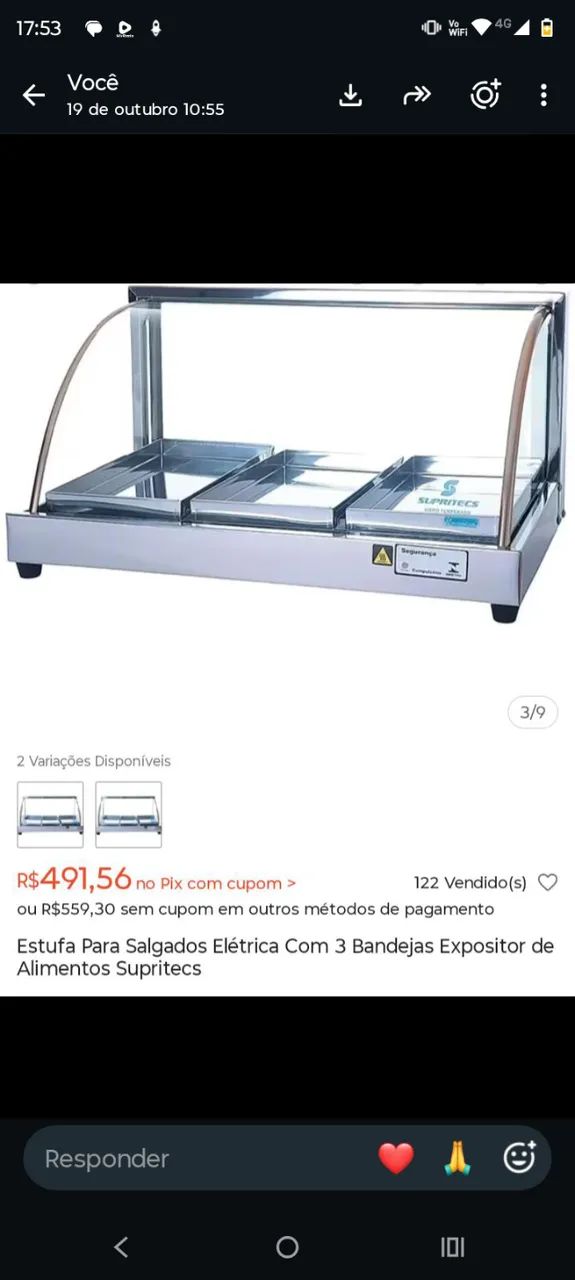 Estufa de salgados Nova na caixa nunca usada .