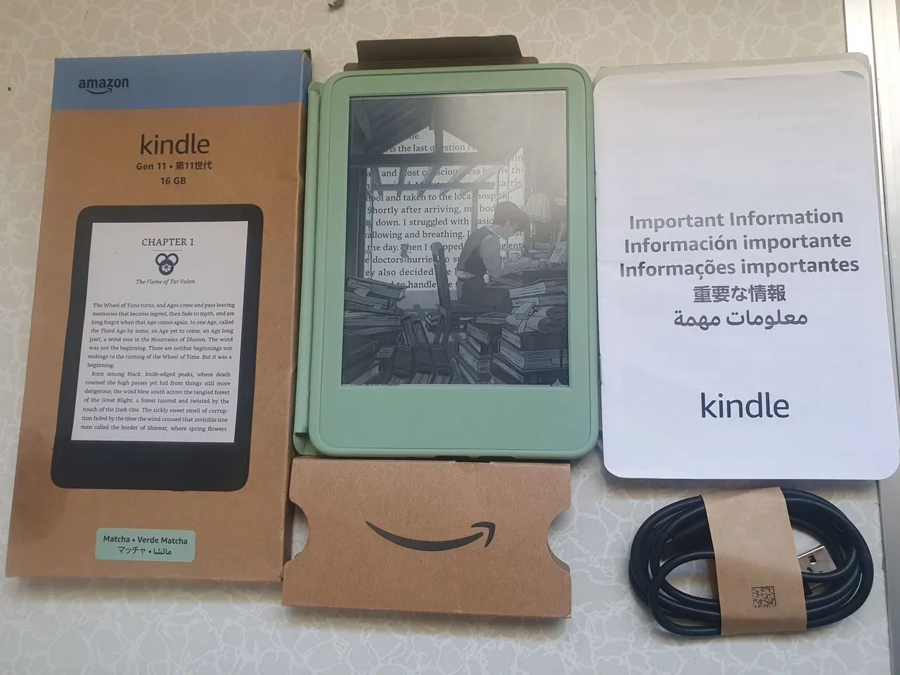 (Bloqueado) Kindle Basic 11th Gen 16GB Verde Matcha - COMPLETO + Case Magnético