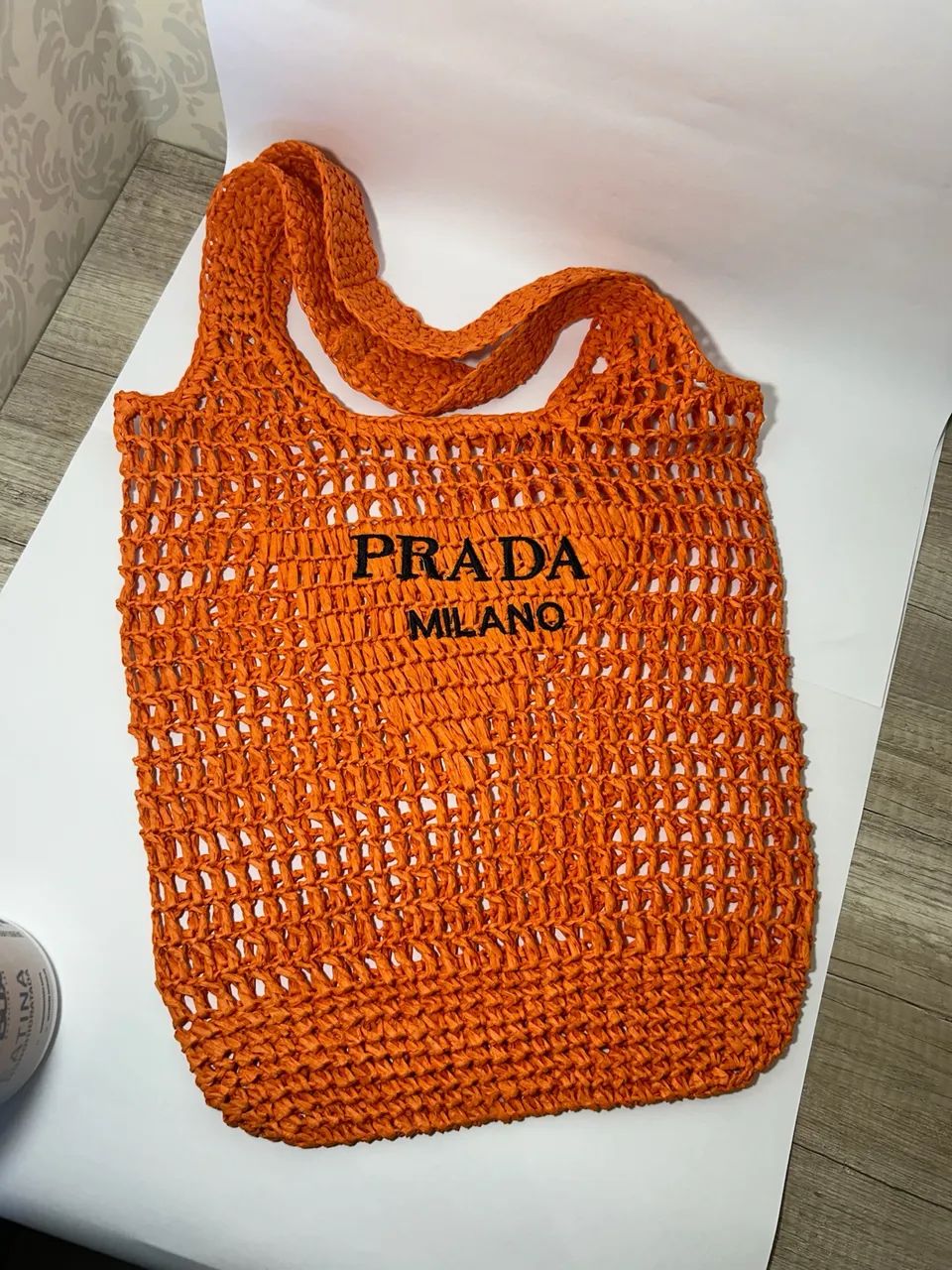 Bolsa em ráfia crochê Prada  - Foto 2