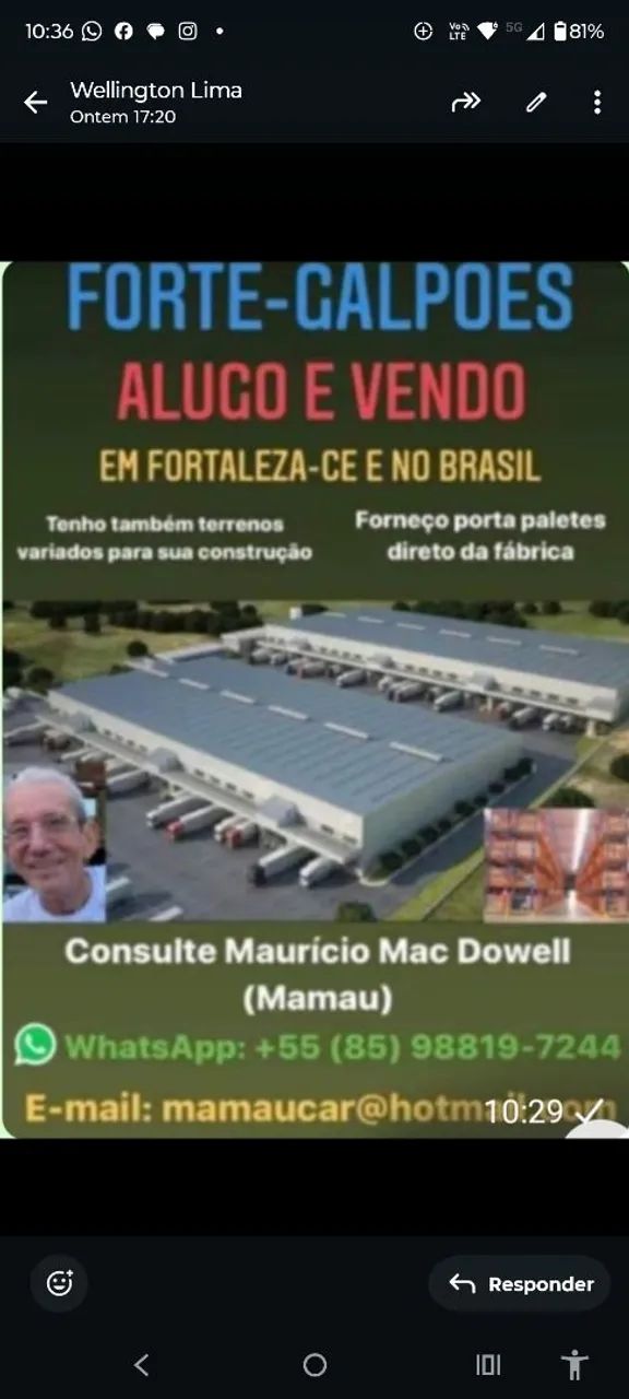 FORTE GALPÕES ALUGO E VENDO EM FORTALEZA E NO BRASIL 