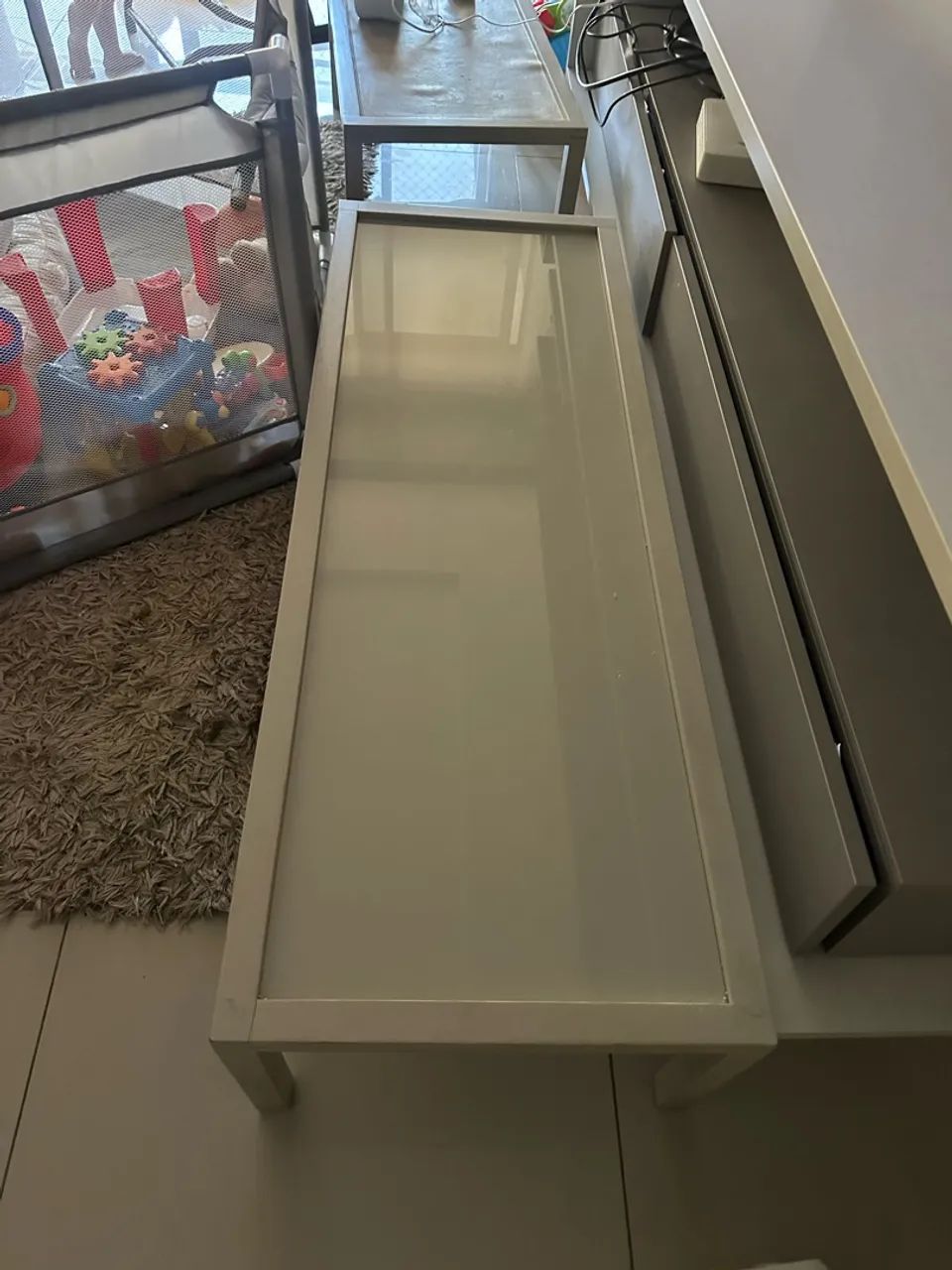 Centro de Mesa laqueado com vidro 