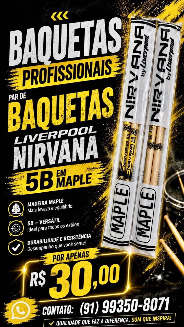 PAR DE BAQUETAS LIVERPOOL 5B EM MAPLE