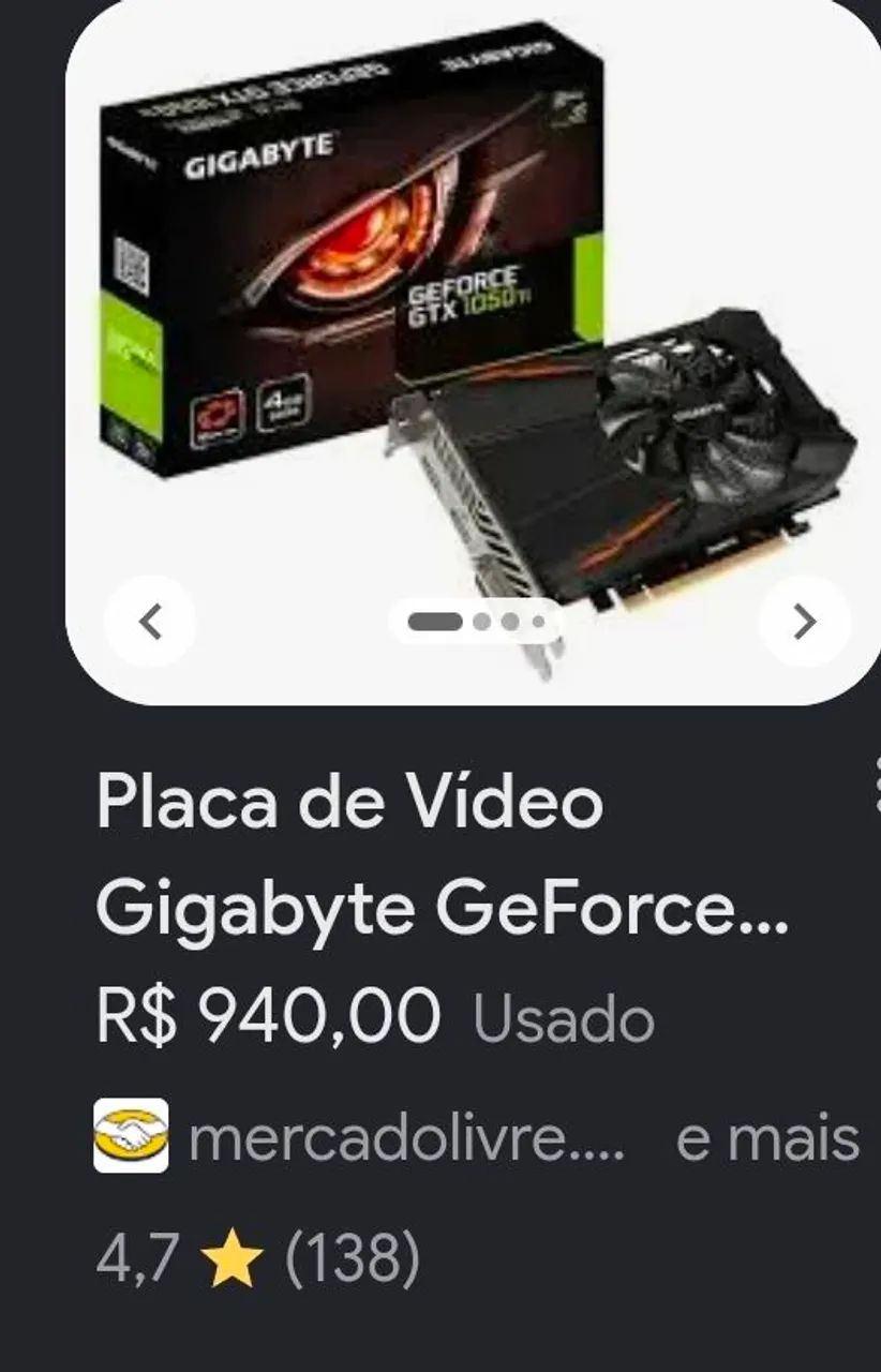 PLACA DE VIDEO GTX 1050TI COM DEFEITO - Foto 5
