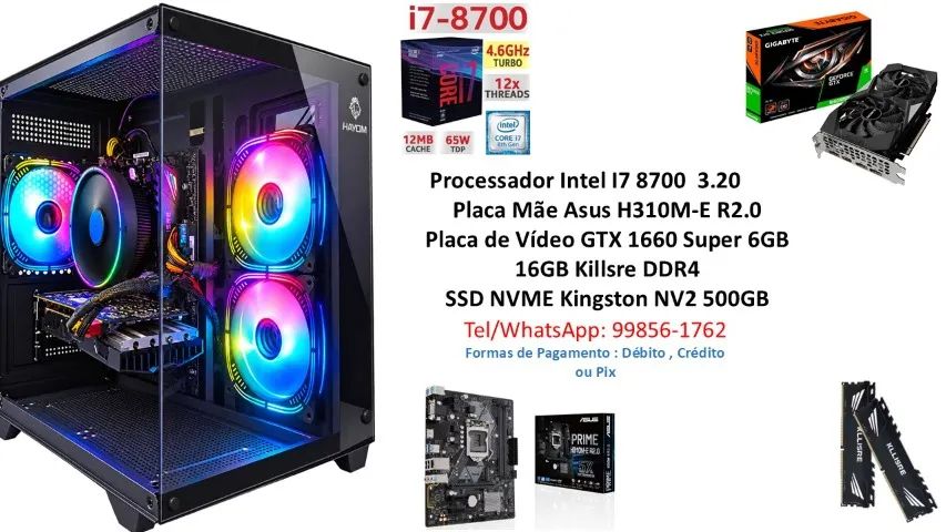 PC Gamer Core I7 8700 GTX 1660 Super 6GB - Completo -Até 12 X 298