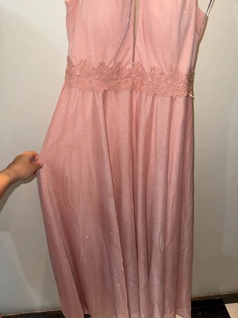 Vestido longo Rose de festa - renda e tule com brilho - Foto 2