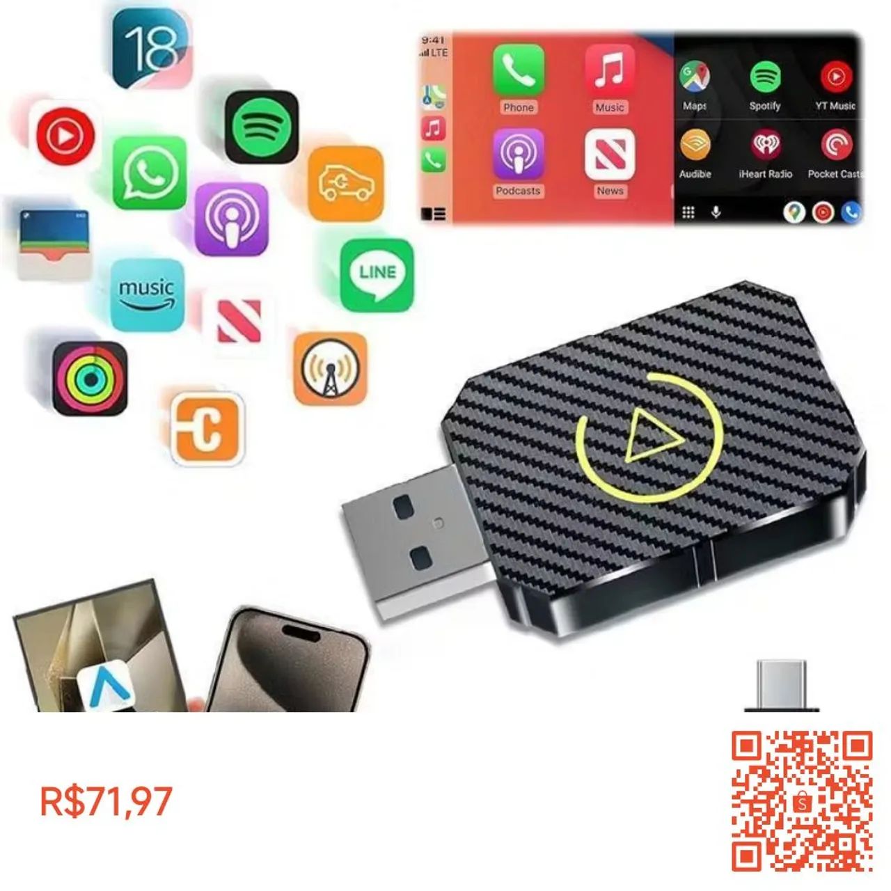 Vendo carplay aparelho pra espelhar o celular no multimídia nunca usado  - Foto 2