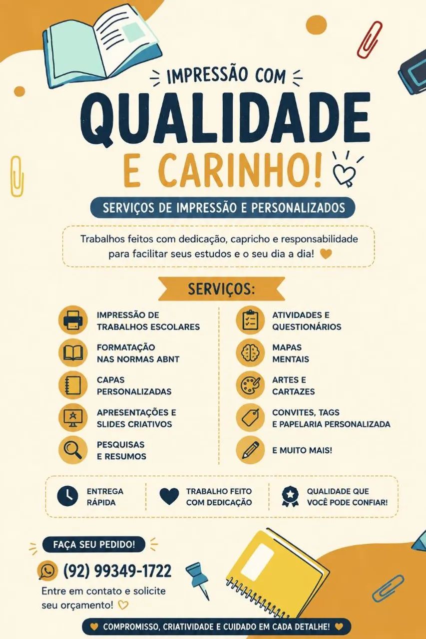 SERVIÇOS DE IMPRESSÃO E TRABALHOS ESCOLARES