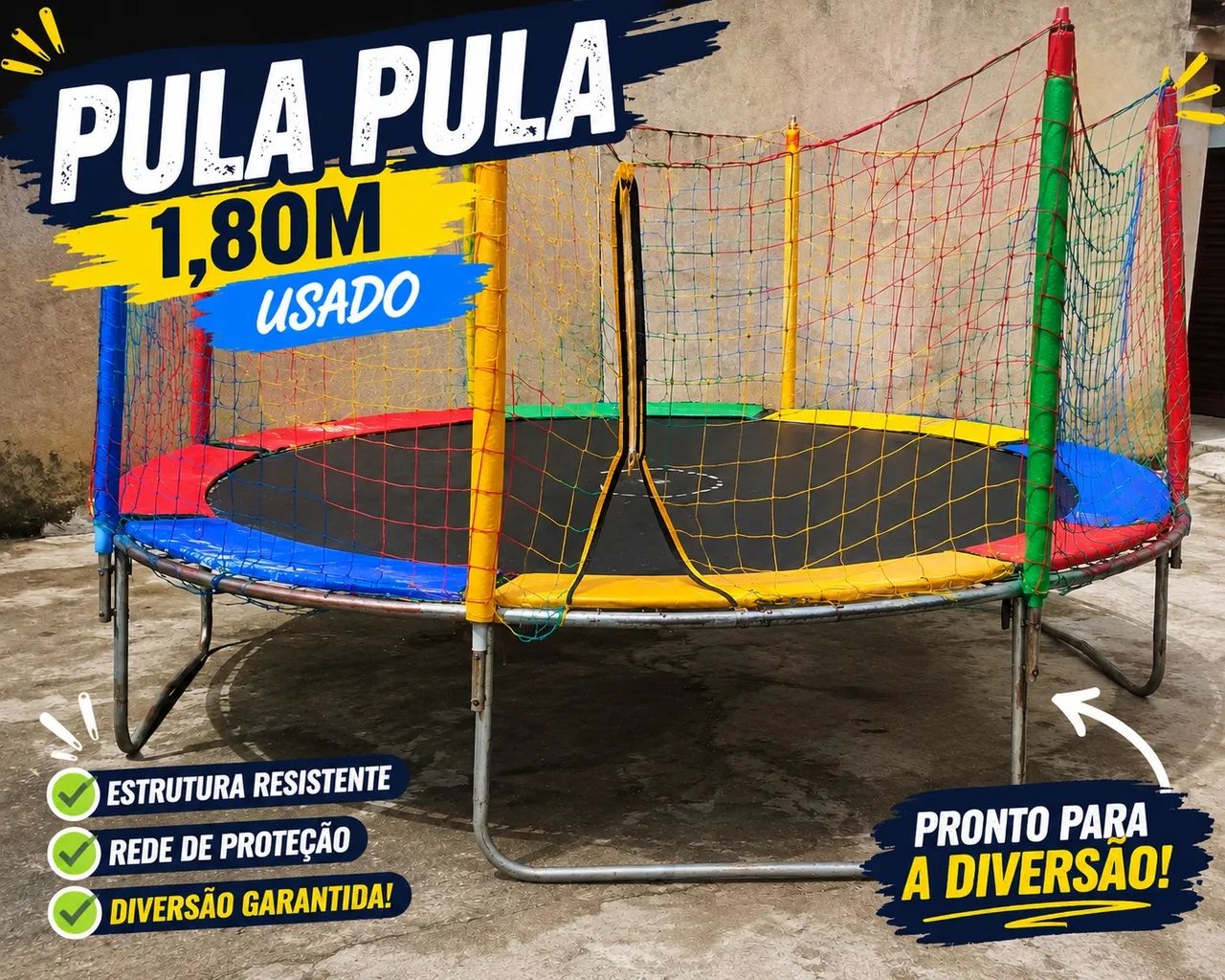     Pula Pula 1,80m Usado - Estrutura Resistente e Completo - Foto 2