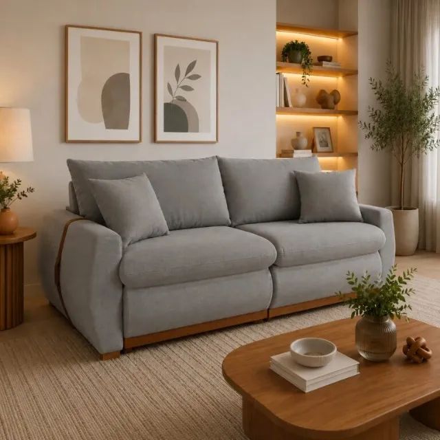 SOFÁ CAMA RETRÁTIL VIRGÍNIA 2,30M LINHO SEM CAIXA. PRONTA ENTREGA. - Foto 4