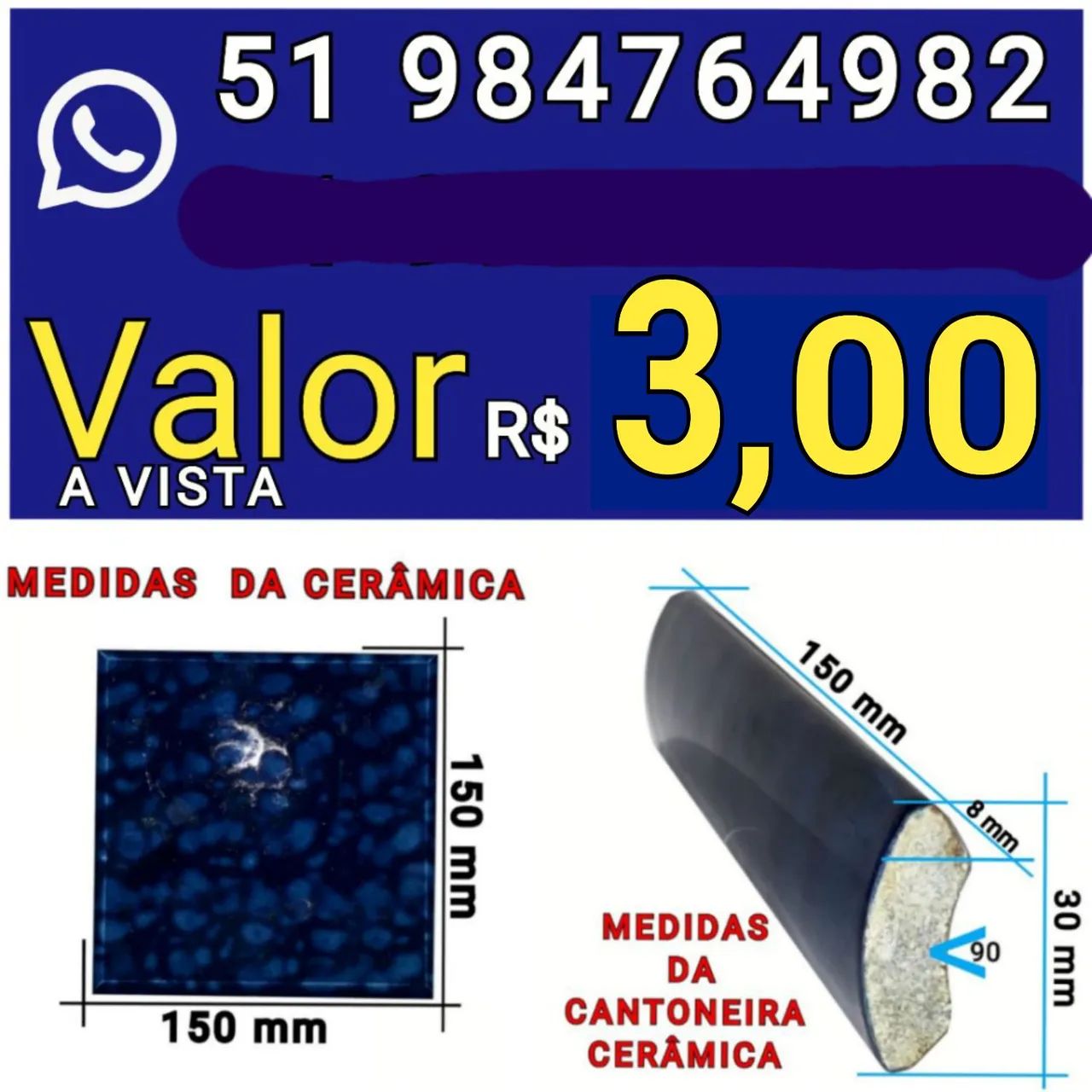 AZULEJOS ANTIGOS USADOS 15 CM X 15 CM E CANTONEIRAS CERÂMICAS  - VENDO TODO O LOTE - - Foto 3