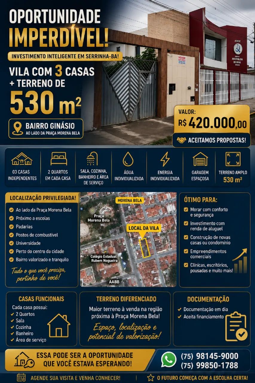 Vila com 3 casas e Terreno com 530m² - Foto 5