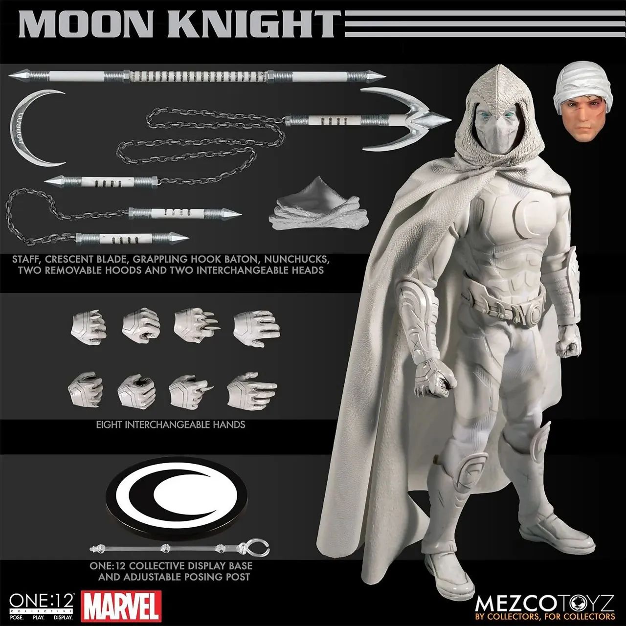 Mezco One:12 Moon Knight Marvel Action Figure 1:12 Cavaleiro da Lua