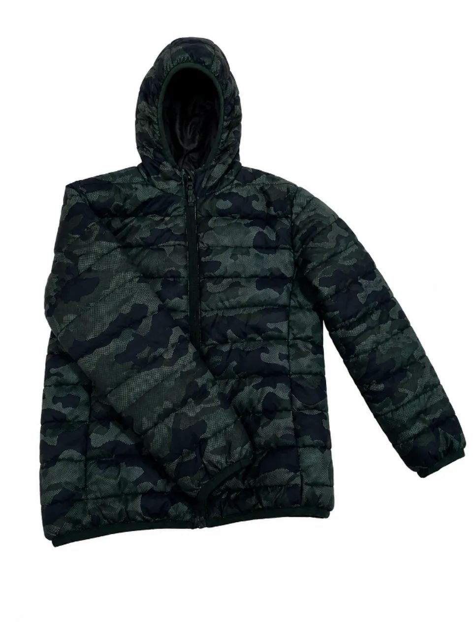 Blusa Infantil Acolchoada Camuflada com Capuz - Tamanho 8