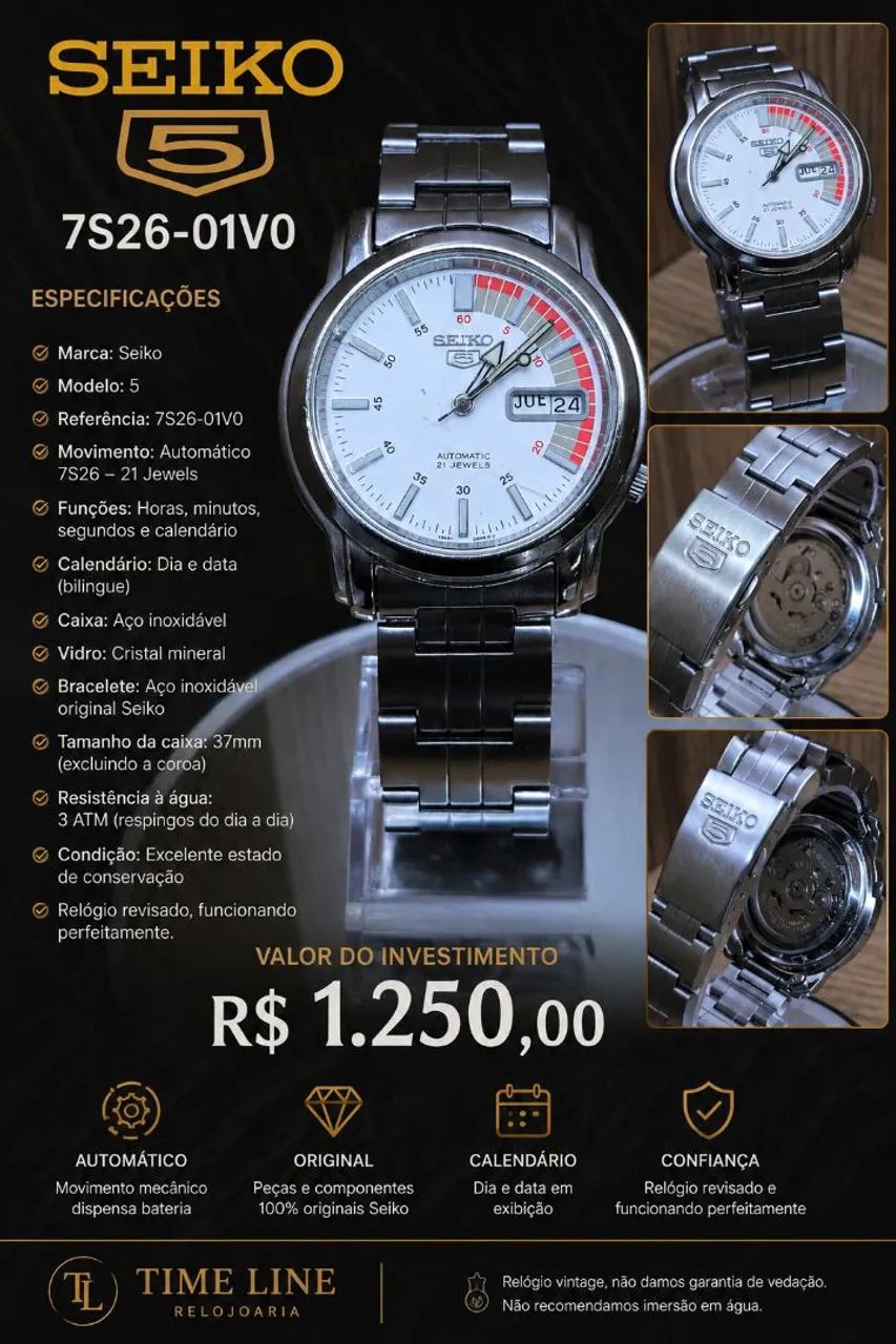 Relógio seiko 5 7S26-01V0  