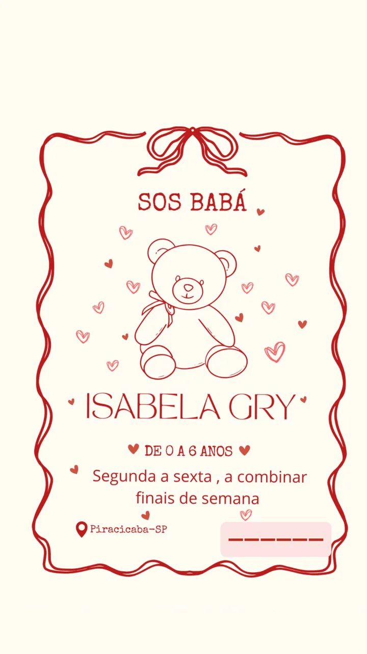 babá de crianças de 0 a 6 anos 