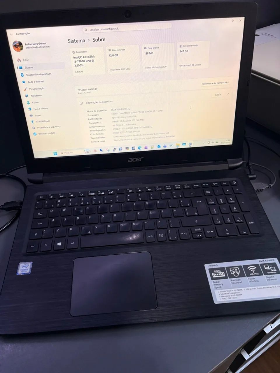 Notebook Acer Aspire v15 i5 12GB SSD 512 - Foto 2