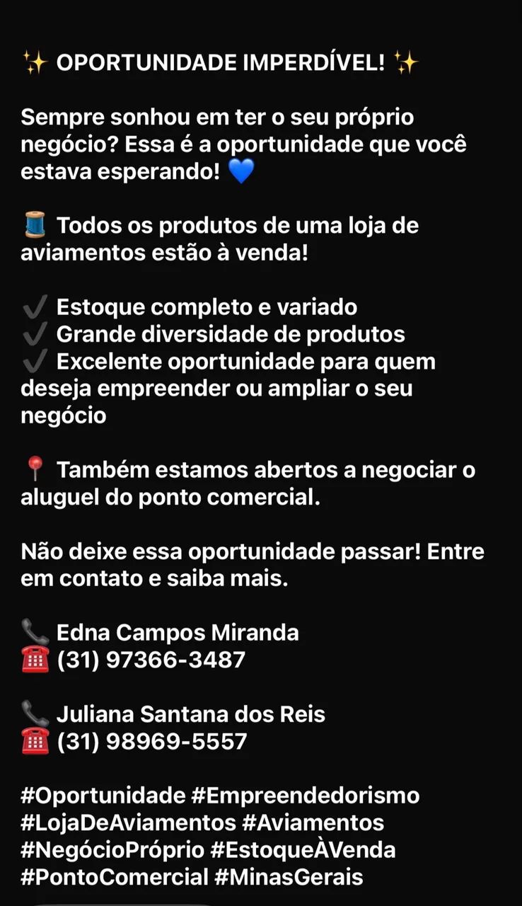 Vende loja de aviamento 