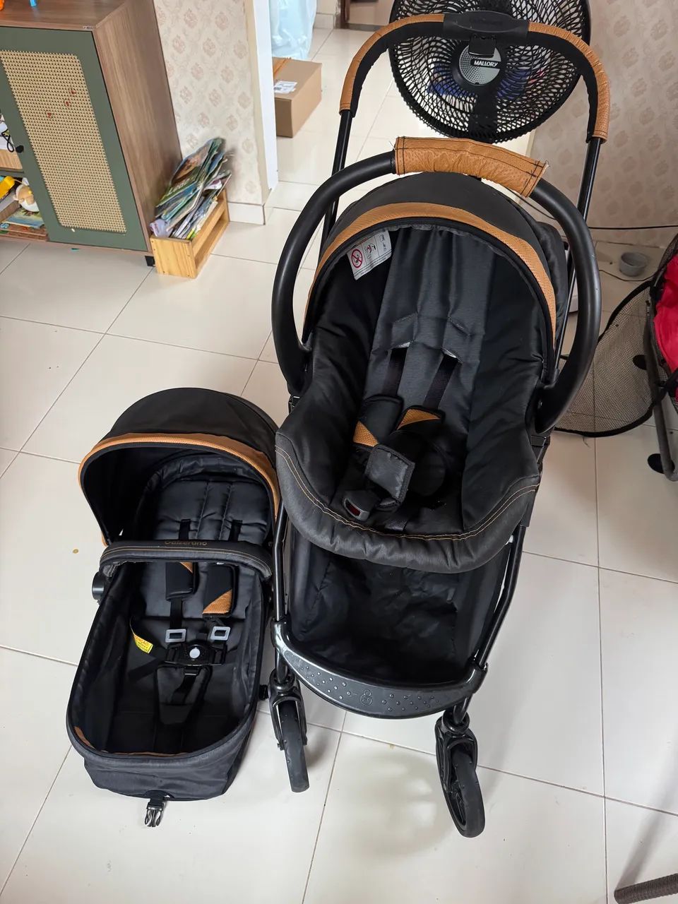 Carrinho de bebê Galzerano 3 em 1 com Moisés e bebê conforto - Foto 5