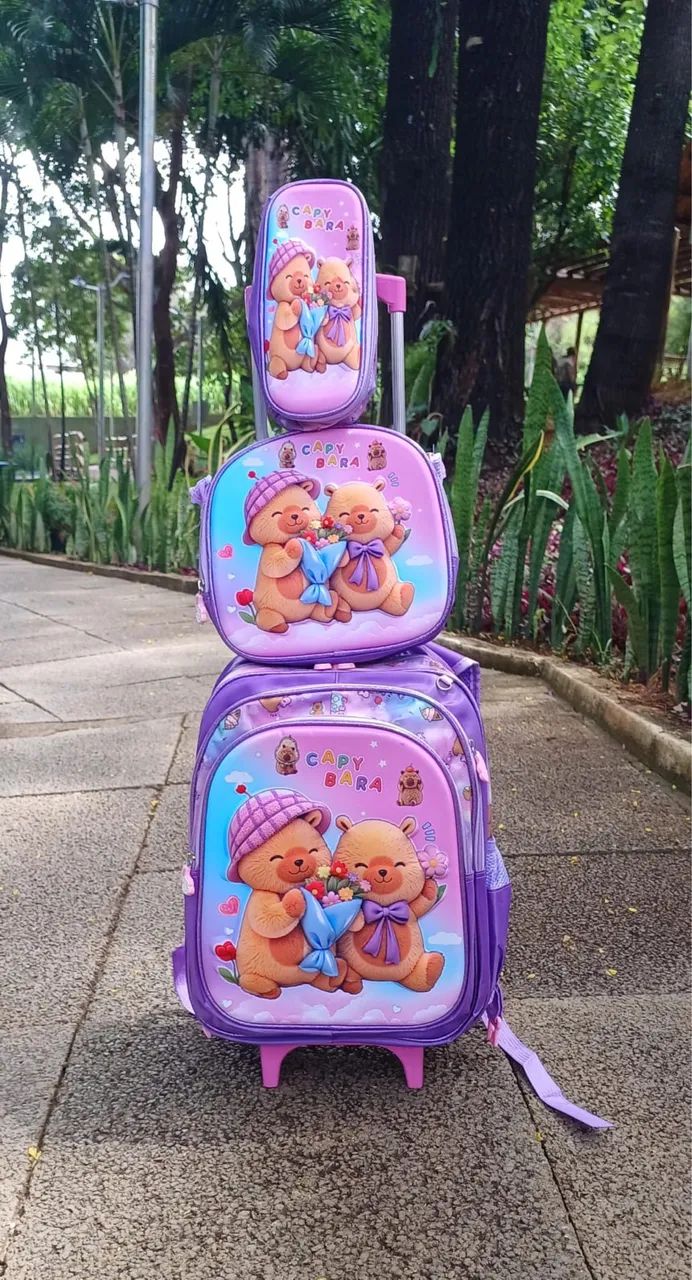 Mochila de rodinha infantil menino e menina personagens  - Foto 5