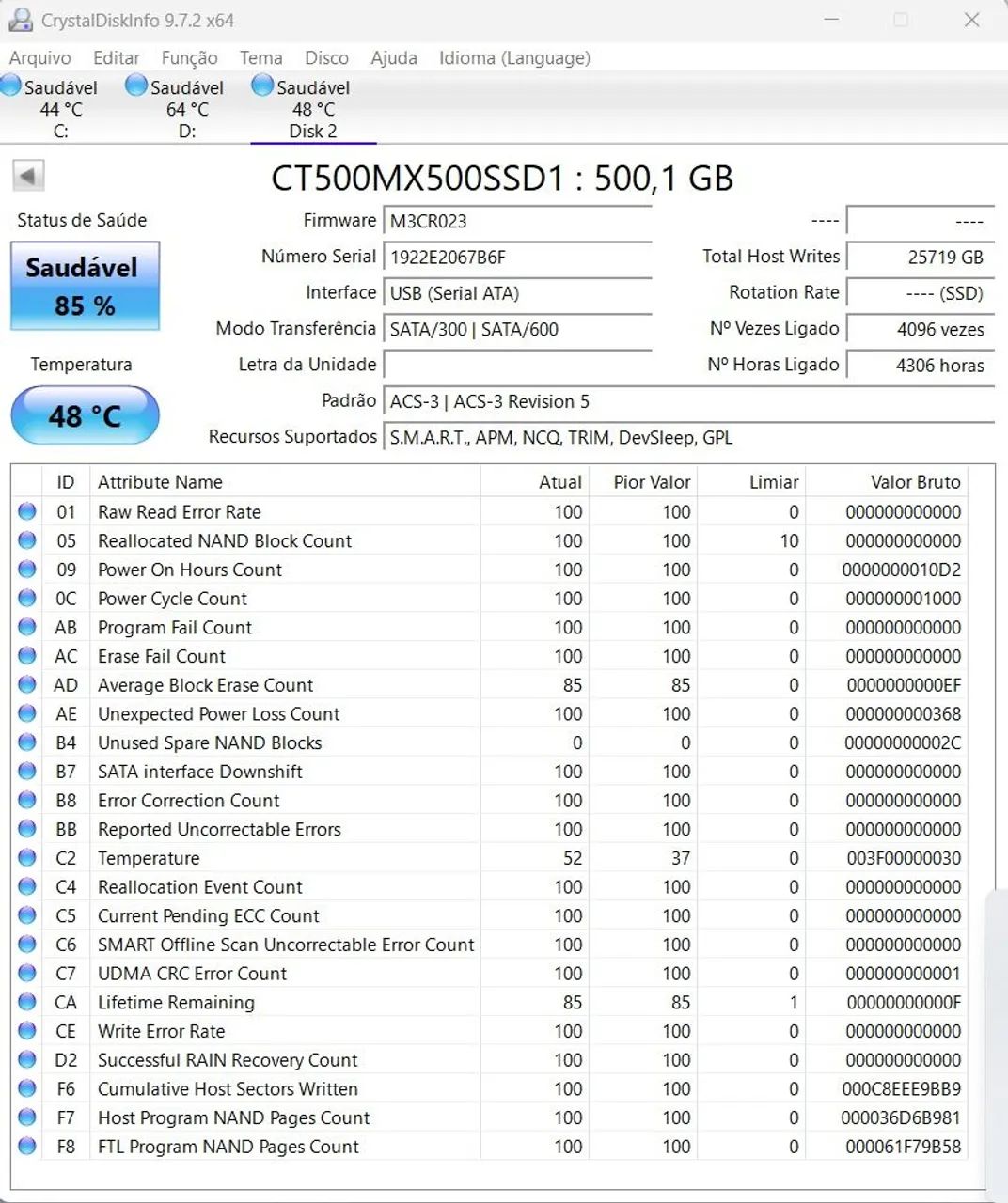 SSD 500GB Crucial Testado  - Foto 3
