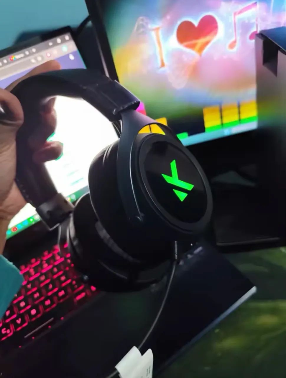 Headset Gamer Sem Fio MCHOSE X9 Tri-Mode 2.4G Bluetooth e USB - Foto 2