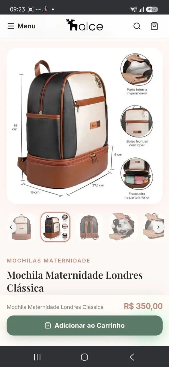 Mochila de Maternidade ALCE - linda, resistente e super conservada - Foto 3