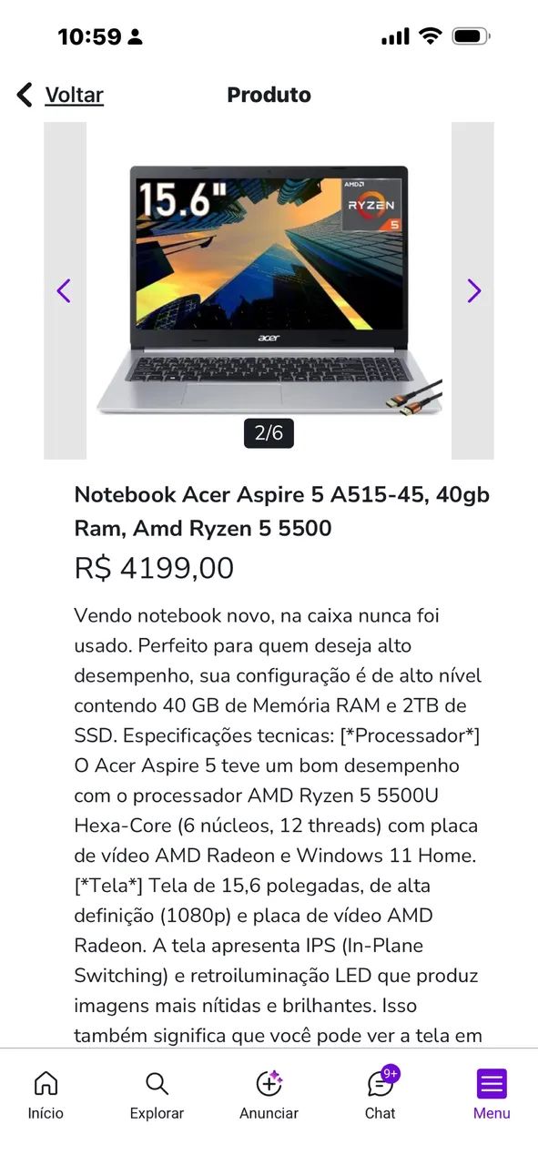 Notebook Acer Aspire 5 