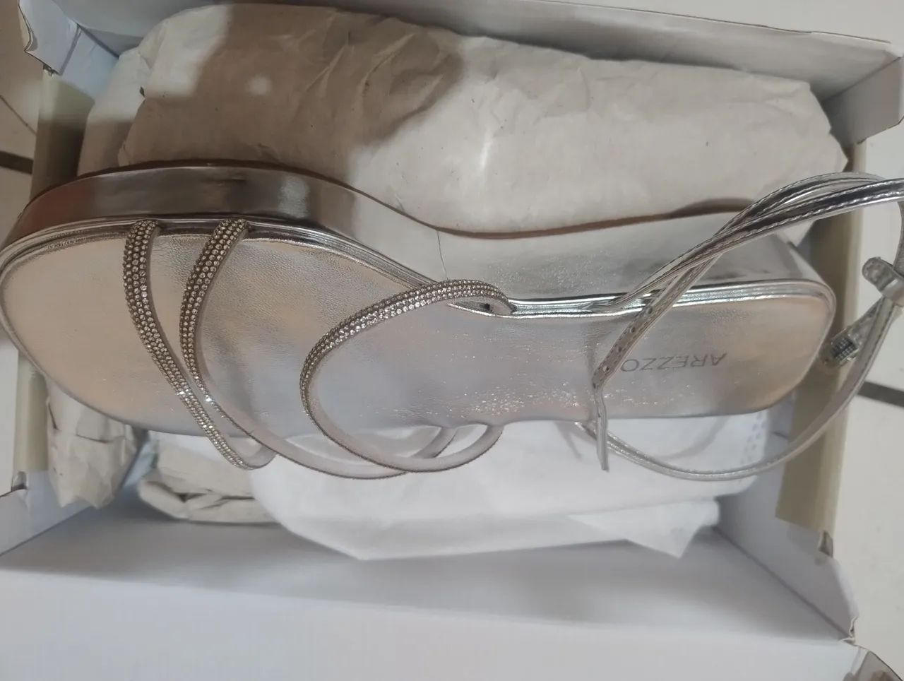 Sandália Prata Strass Flatform Fivela - Foto 3