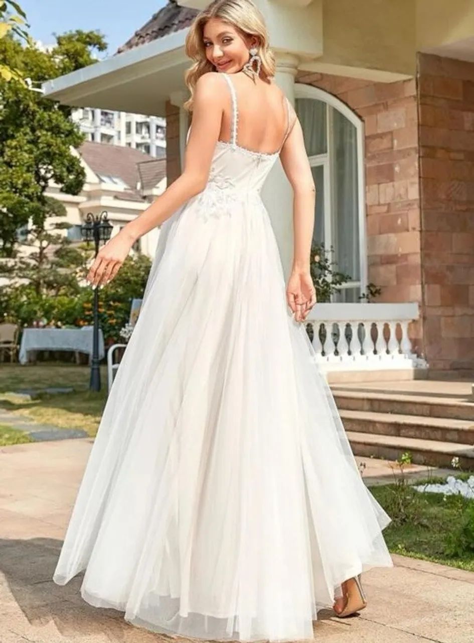 vestido de noiva branco bordado com renda gripir - Foto 2