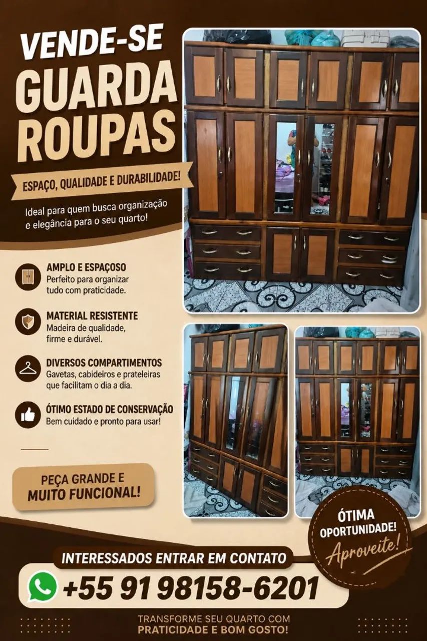 Guarda roupa 6 Portas Madeira 
