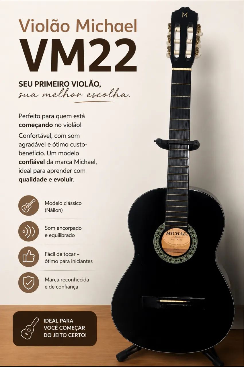 Violão Michael VM22 + acessórios