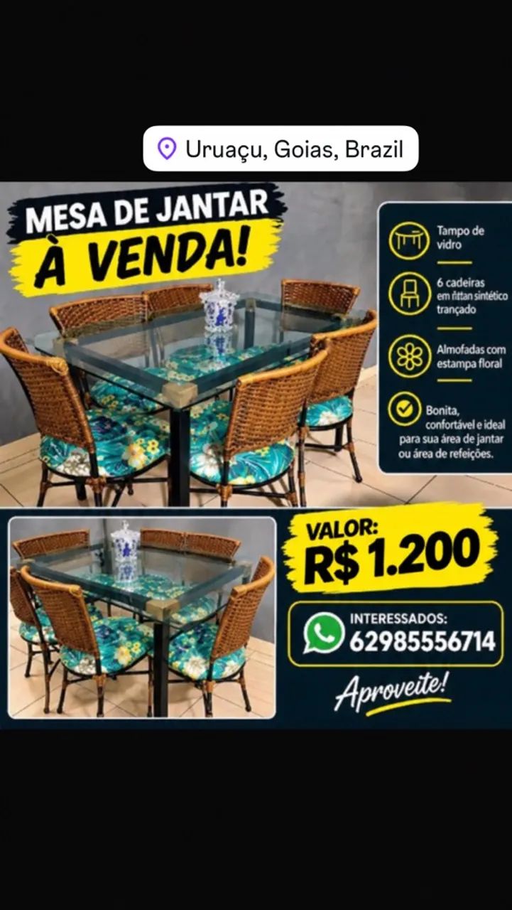 Mesa de vidro 6 cadeiras  - Foto 3