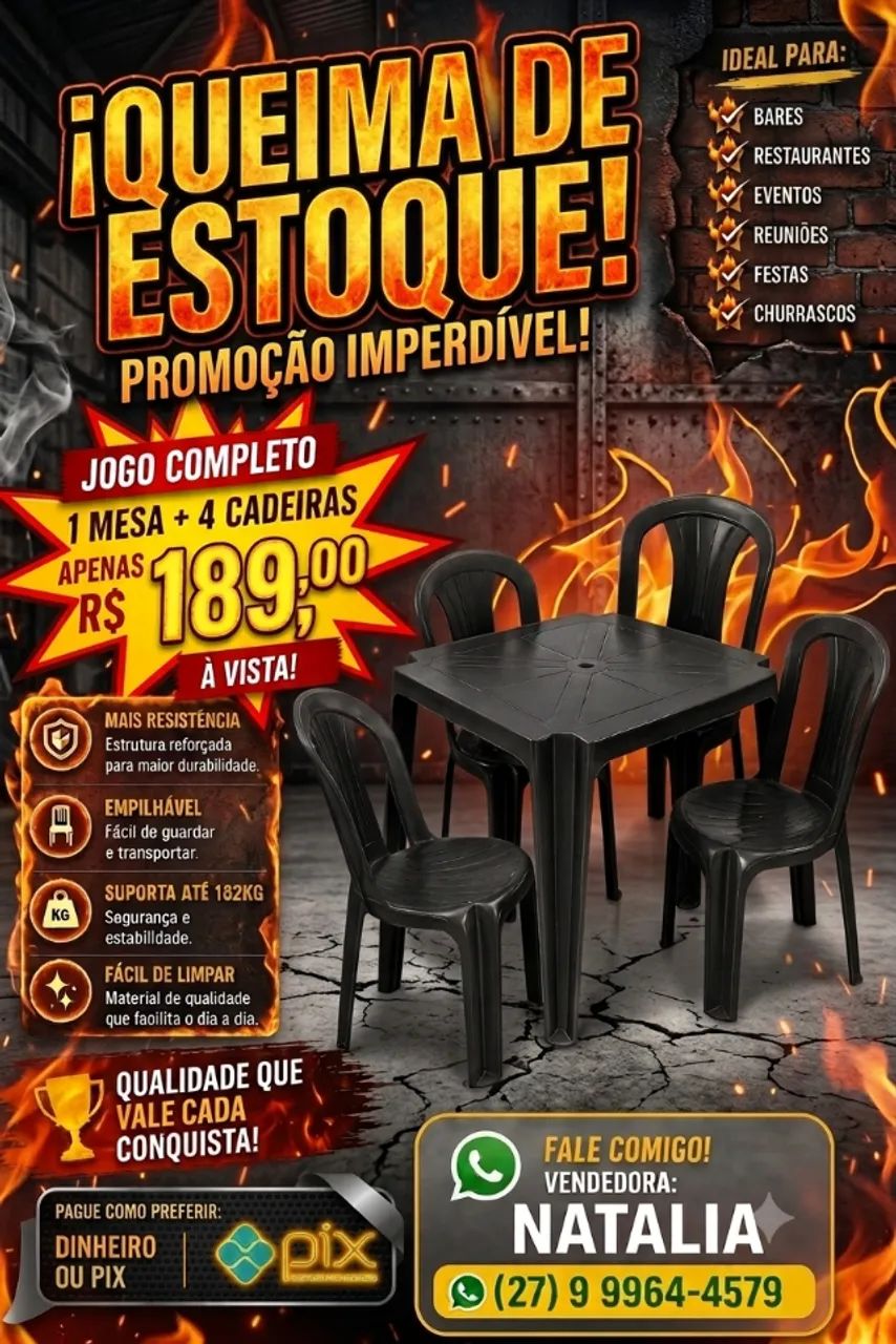 Kit Mesa + 4 Cadeiras 182 KG- Oferta Especial! - Foto 2
