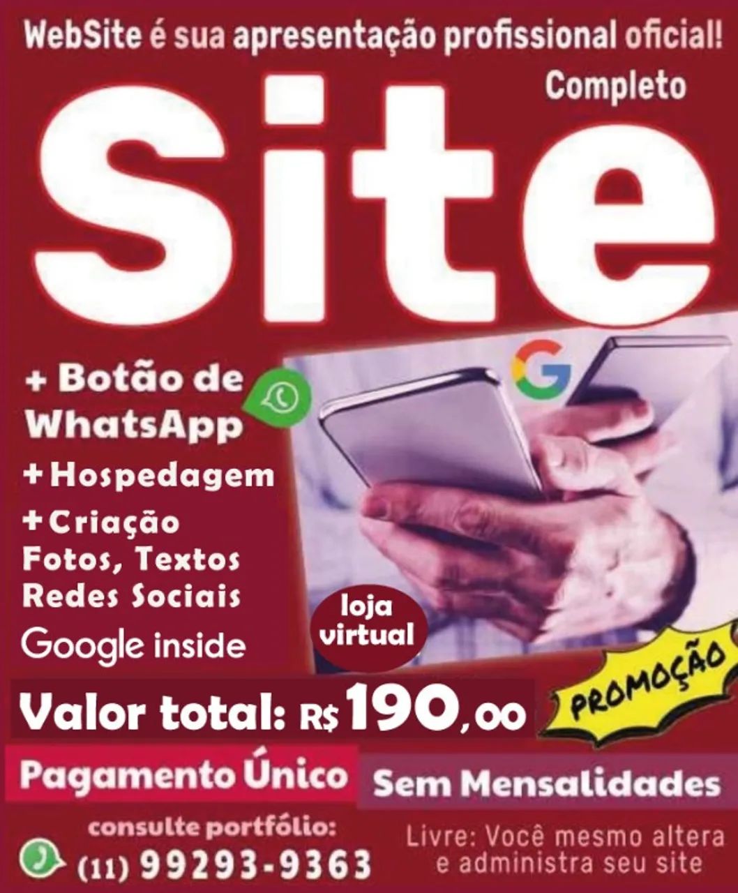 SITE OU ECOMMERCE PRÓPRIOS PRONTOS NA WEB COMPLETOS COM GOOGLE WHATSAPP SEM MENSALIDADES