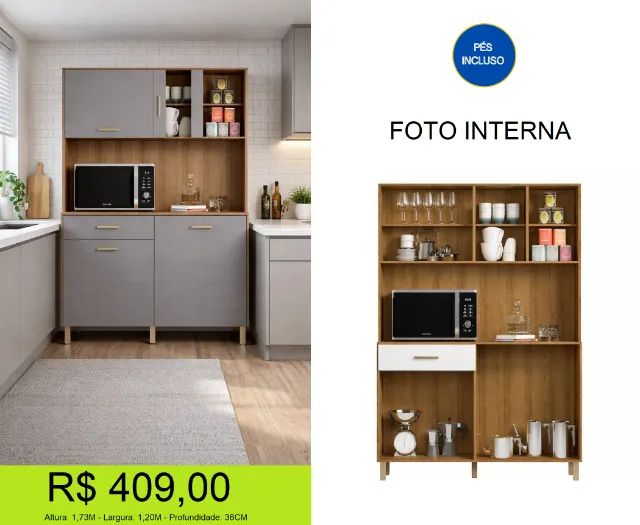 Armário de cozinha compacto  - Parcelamos sem juros!  - Foto 2