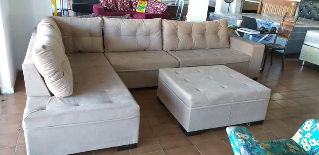 Sofa de canto gigantesco 3.32x206/ puff enorme tbm/ 1400 a vista/10x159 cartao - Foto 5
