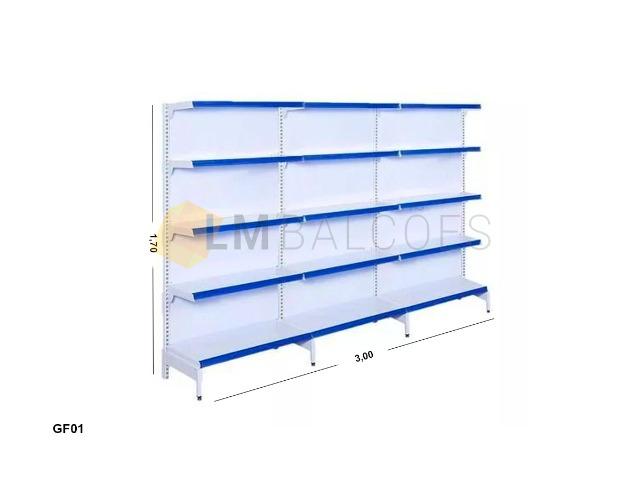 Gondola Parede Branca - 3,00 x 1,70 x 0,40/0,30 frete gratis SP