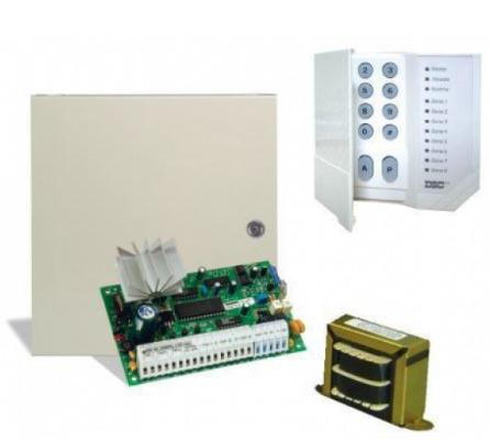 Kit Central DSC pc585-6w 8 Zonas + Teclado pc1555RKZ led + Caixa + Trafo