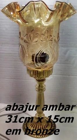 Abajur Em Bronze Com Vidro Ambar Rei - Foto 5