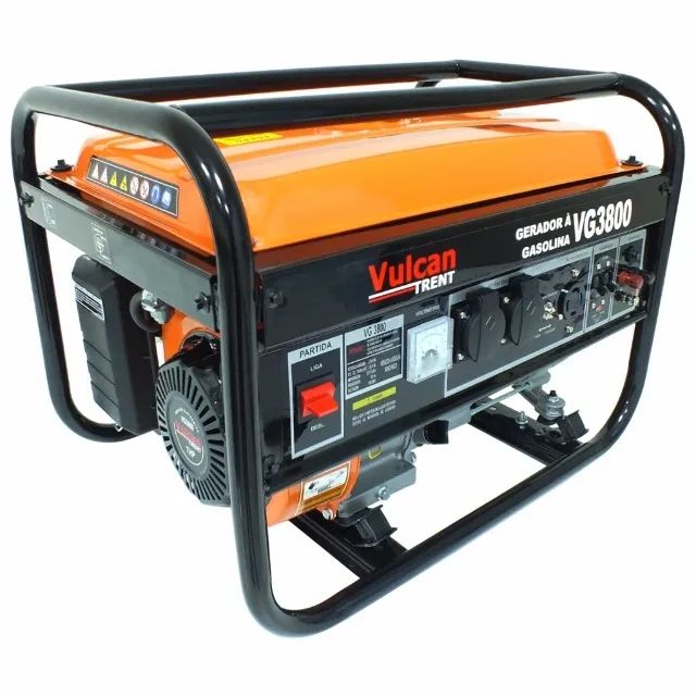 GERADOR DE ENERGIA A GASOLINA 4T 208cc 7HP 3.0kVA 3000WATTS BIVOLT VG3800 VULCAN TRENT